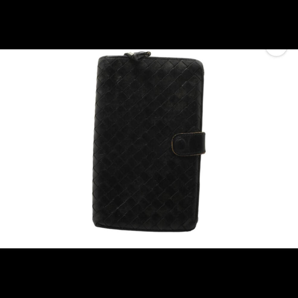 Bottega Veneta Black Intrecciato Leather Long Wallet